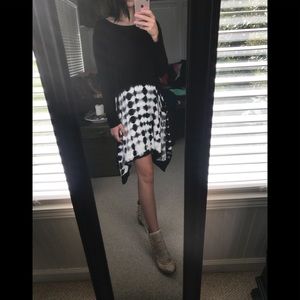 Black and white tie dye shift dress